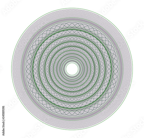 Guilloche radial symmerty pattern watermark creative design. Use it for diploma, document or certificate creation. Vector illustration.