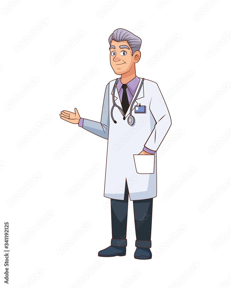 professional doctor with stethoscope character professional doctor with stethoscope character