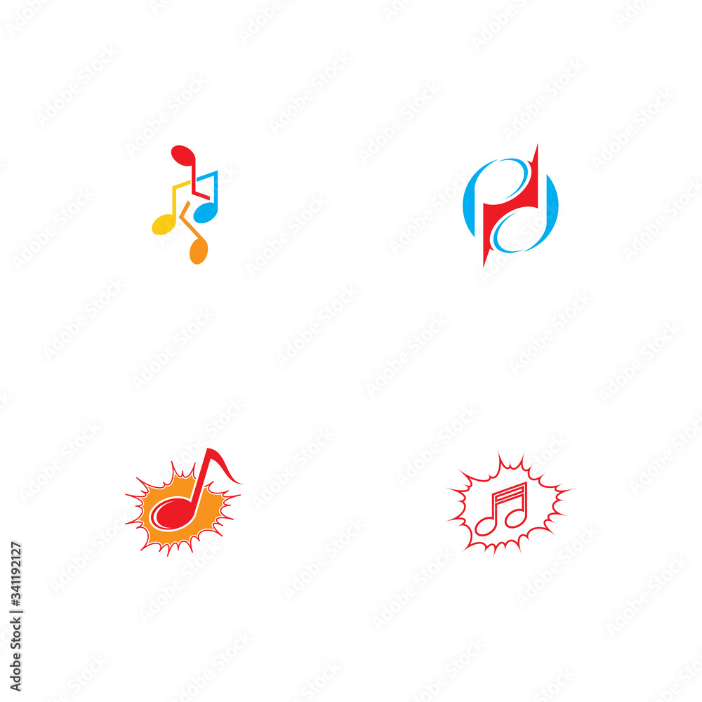 Obraz premium Set Musik note Logo Template vector symbol