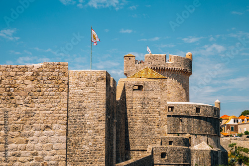 Dubrovnik old town medieval city walls in Croatia photo