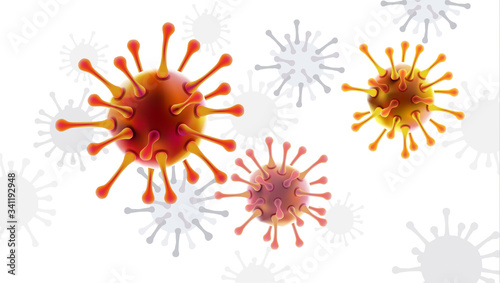 Virus. Abstract vector 3d microbe on white background. Computer virus, allergy bacteria, medical healthcare, microbiology concept. Disease germ, pathogen organism, infectious micro virology.