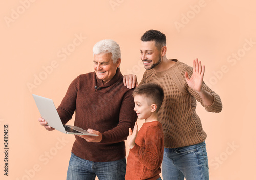 Man with his father and son...