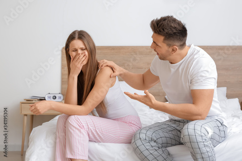 Young couple quarreling in ...