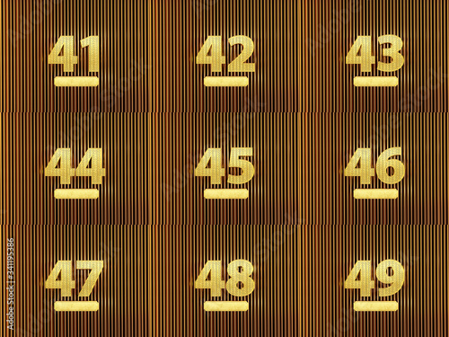 Set of numbers from forty-one to forty-nine photo