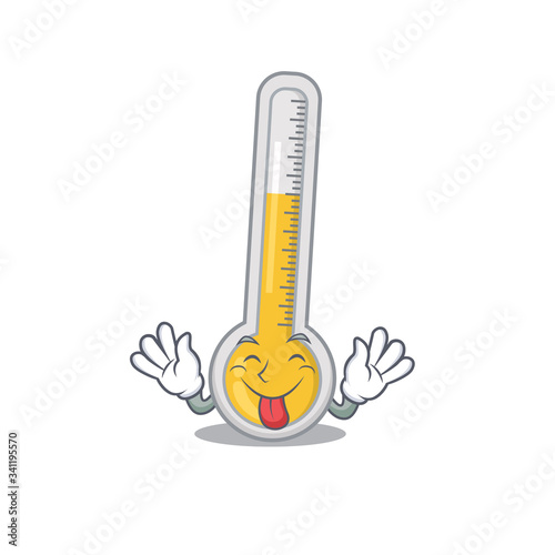 An amusing face warm thermometer cartoon design with tongue out