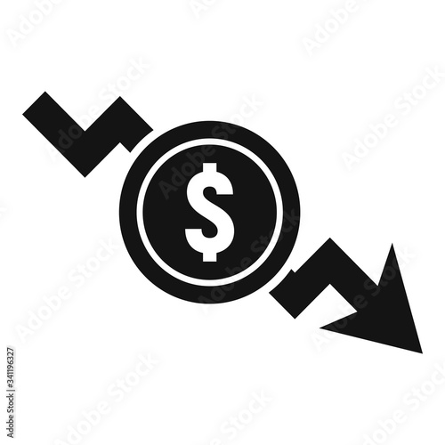 Drop down money icon. Simple illustration of drop down money vector icon for web design isolated on white background
