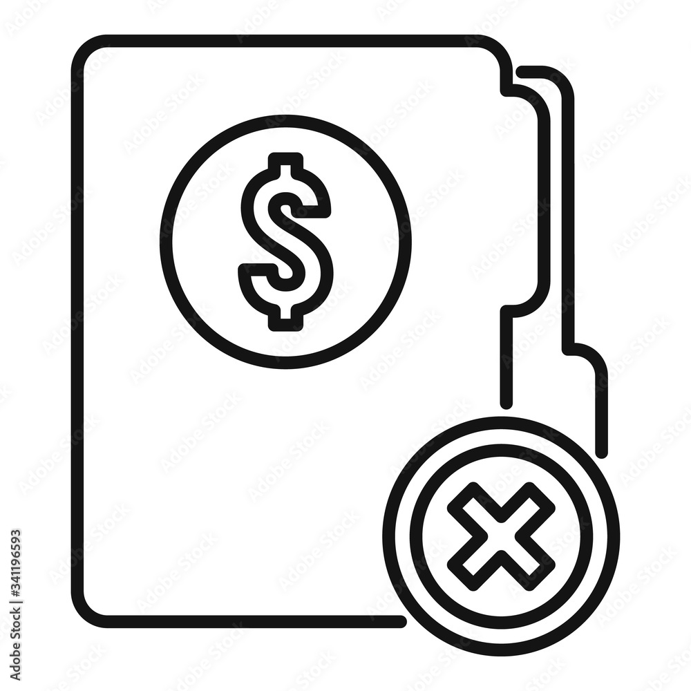 Bankrupt money folder icon. Outline bankrupt money folder vector icon for web design isolated on white background Bankrupt money folder icon. Outline bankrupt money folder vector icon for web design isolated on white background