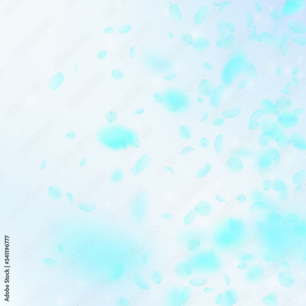 Turquoise flower petals falling down. Uncommon rom Turquoise flower petals falling down. Uncommon rom