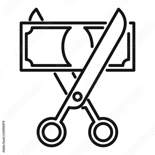 Cut money cash icon. Outline cut money cash vector icon for web design isolated on white background