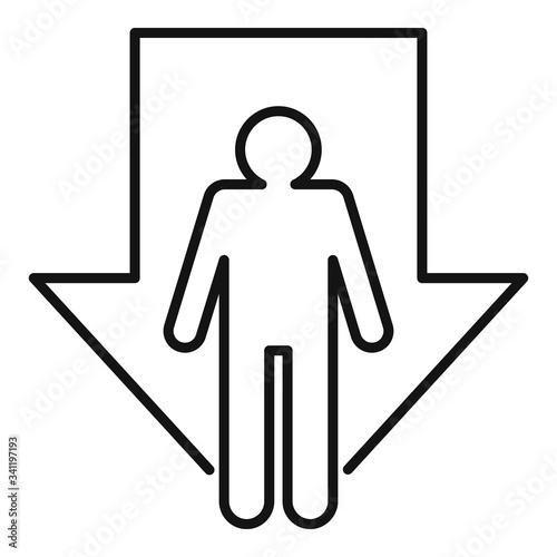 Bankrupt man icon. Outline bankrupt man vector icon for web design isolated on white background