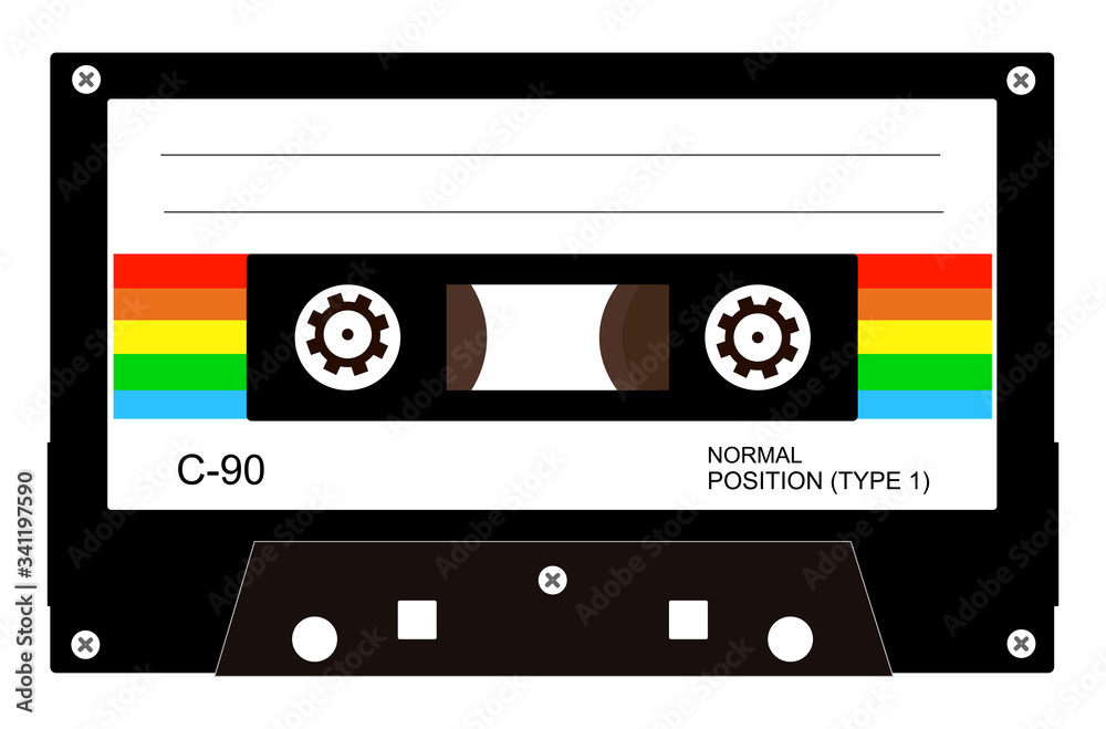 Retro audio cassette tape vector Stock Vector | Adobe Stock
