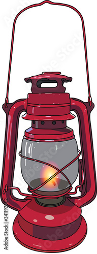 Old Kerosene Lamp. Vector Illustration.