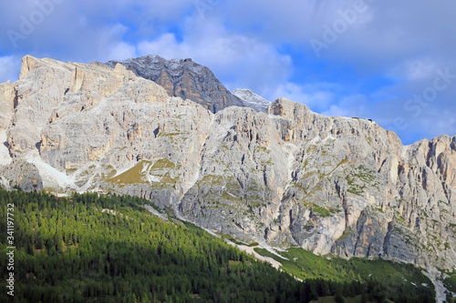 Beautiful summer landscape, fantastic alpine pass and high mountains, Dolomites, Italy, Europe.