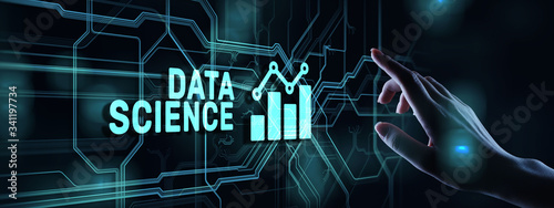Big Data science analysis business technology concept on virtual screen.