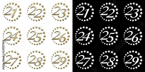 Set of numbers from twenty-one to twenty-nine photo