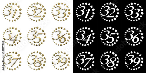 Set of numbers from thirty-one to thirty-nine photo