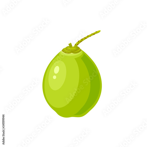 Young green coconut water drink. Vector illustration cartoon flat icon isolated on white.