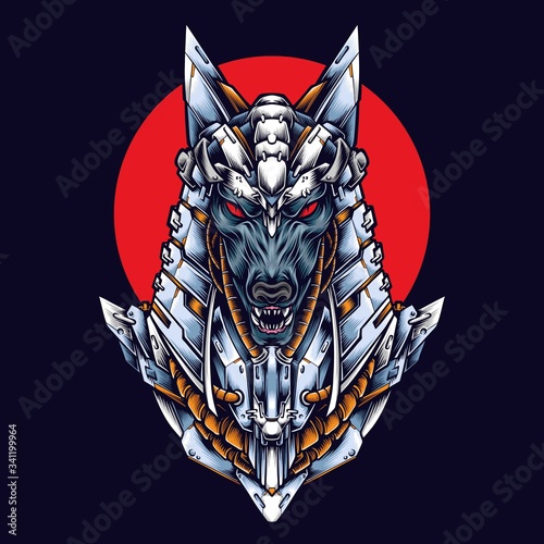 anubis mecha vector logo illustration