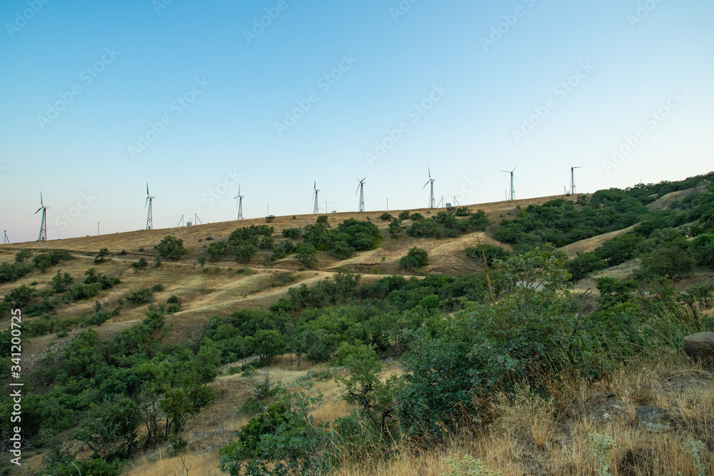 Wind Farms On Cape Meganom In Crimea, Russia.