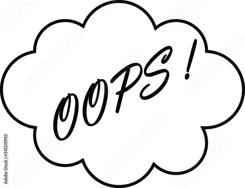 
word oops in a cloud isolated on white background
