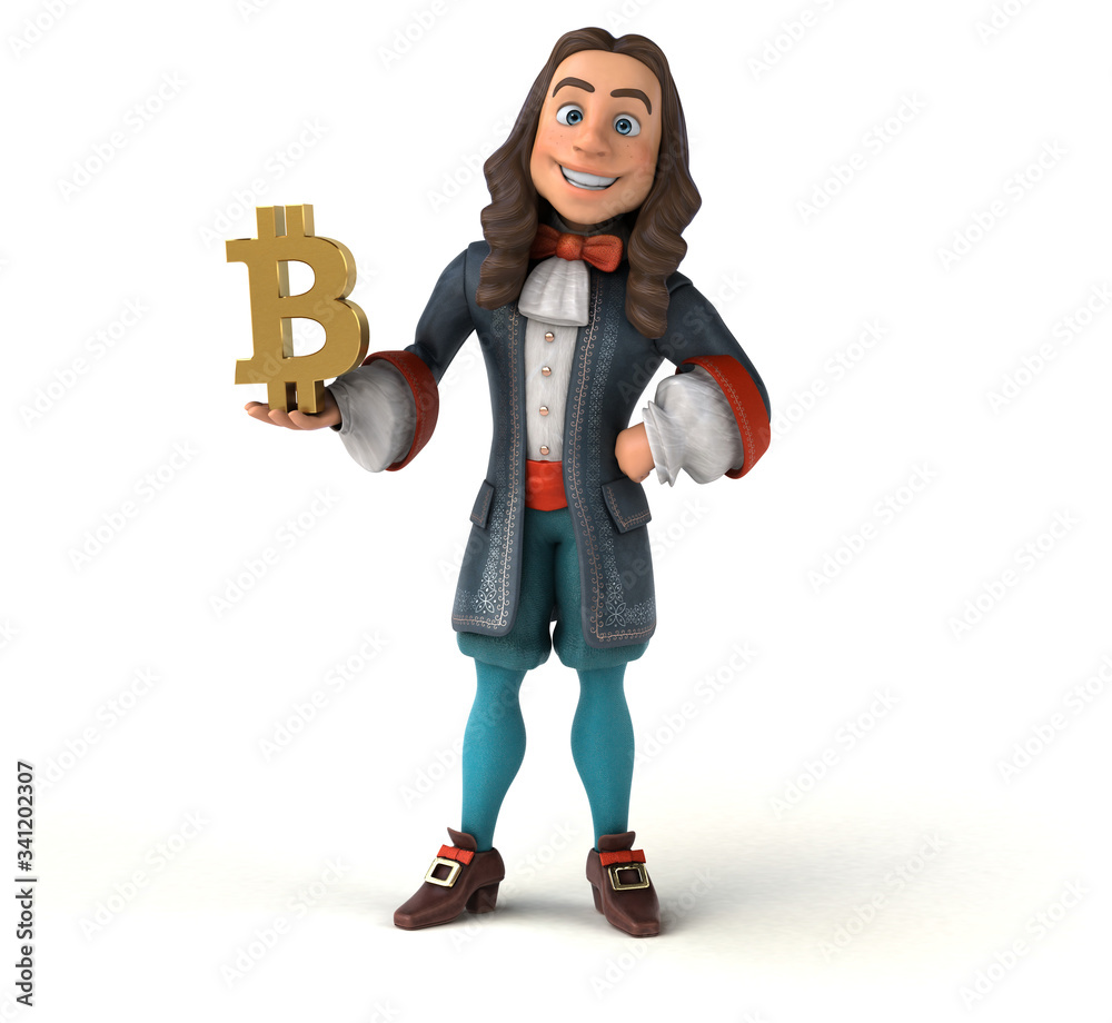 3D Illustration of a cartoon man in historical baroque costume