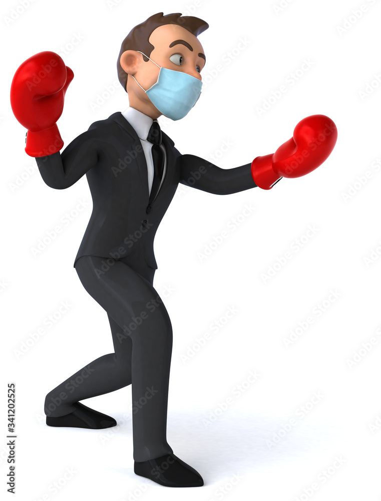 3D illustration of a cartoon character with a mask