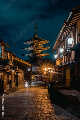 Pagoda at night in Kyoto, Japan 