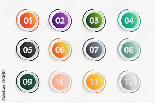 set of buttons with numbers, Number Flat Design, Number Set vector illustration. 