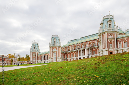 Moscow, Russia - October 12, 2018: The Grand Palace in the Tsaritsyno Museum-reserve on an autumn day