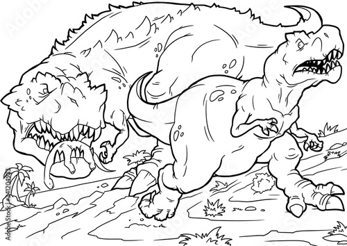 Fototapeta Naklejka Na Ścianę i Meble -  Coloring book for children with a dinosaur
