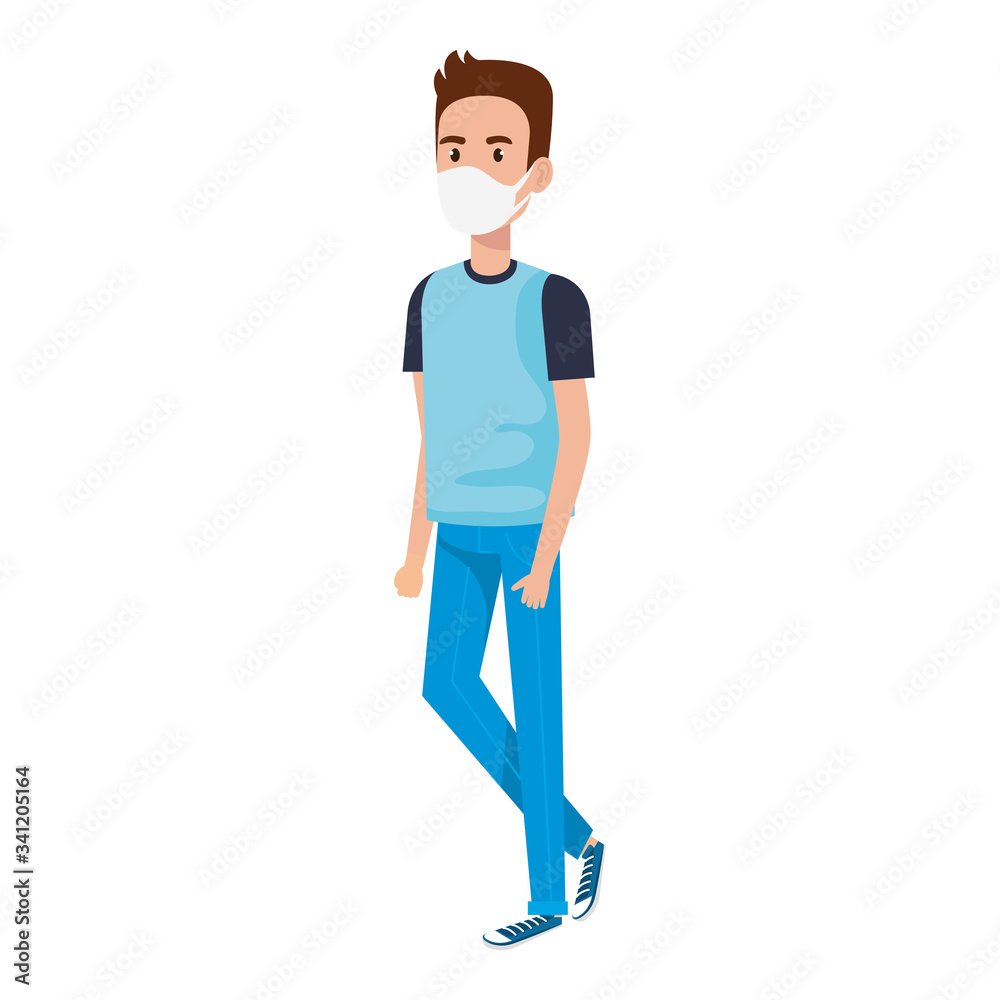 young man using face mask isolated icon vector illustration design young man using face mask isolated icon vector illustration design