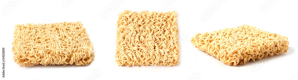 Dried instant noodles isolated on white background. Dried instant noodles isolated on white background.