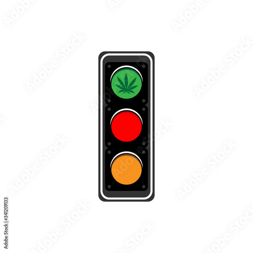 Traffic light, vector illustration. Concept cannabis for keep calm.