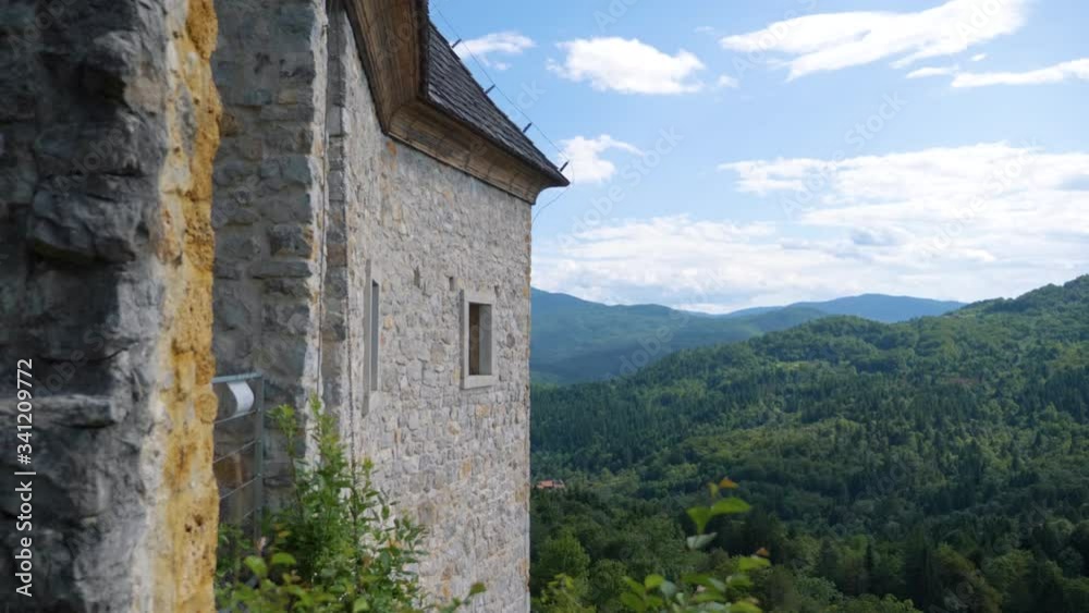 Ruins of castle Kostel with belltower in Kolpa river valley, Slovenia Ruins of castle Kostel with belltower in Kolpa river valley, Slovenia