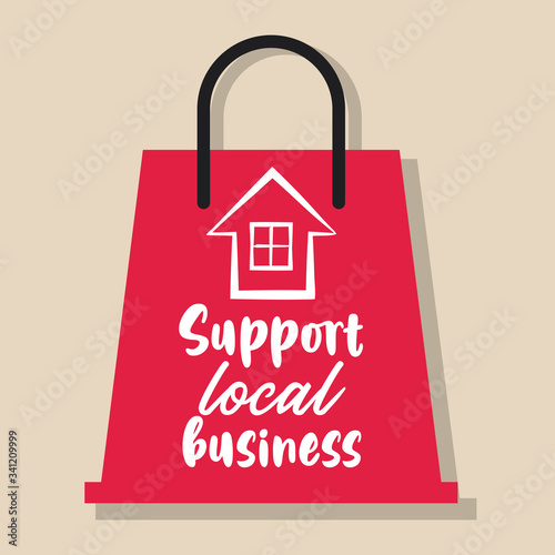 support local business poster with shopping bag