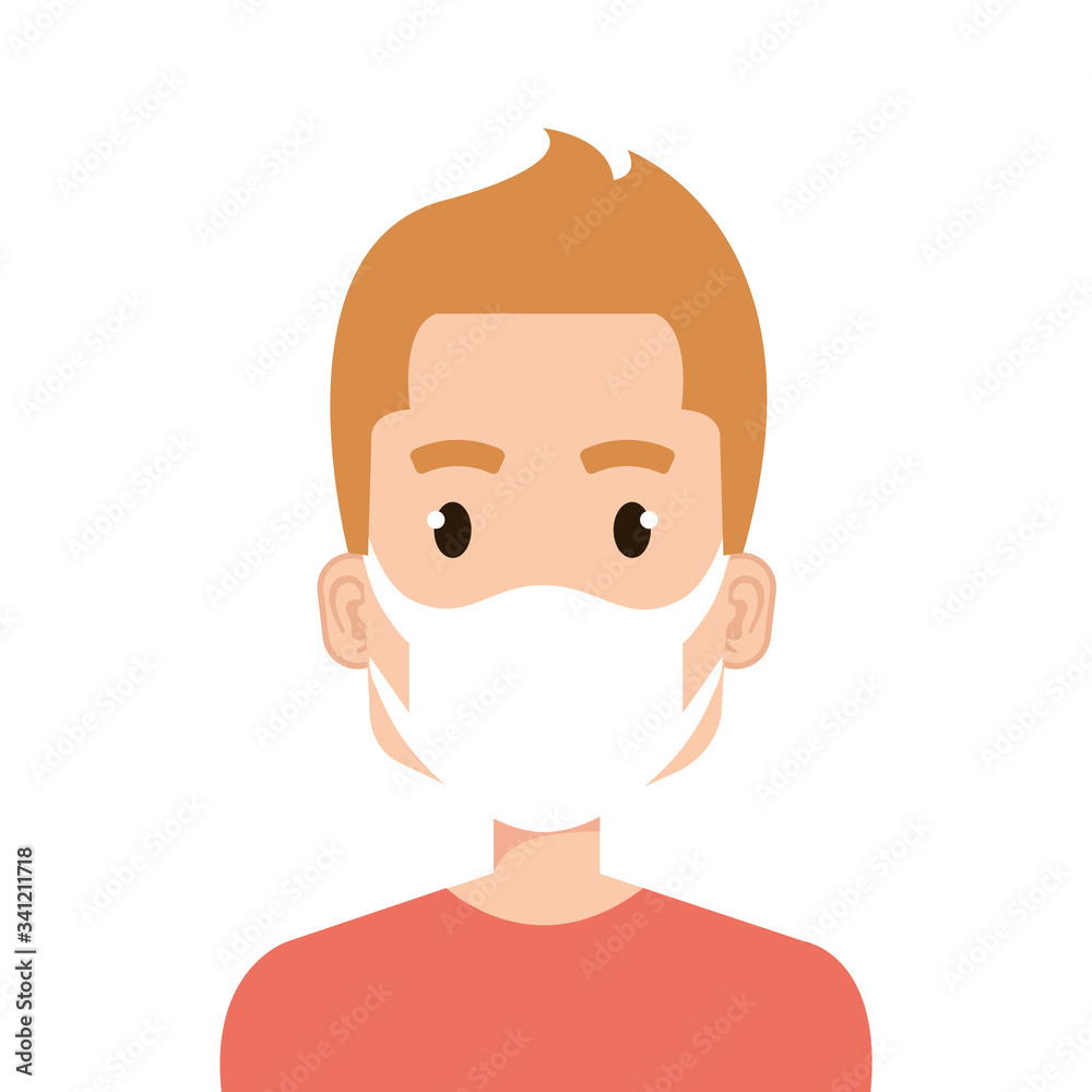 face of young man using face mask isolated icon vector illustration design