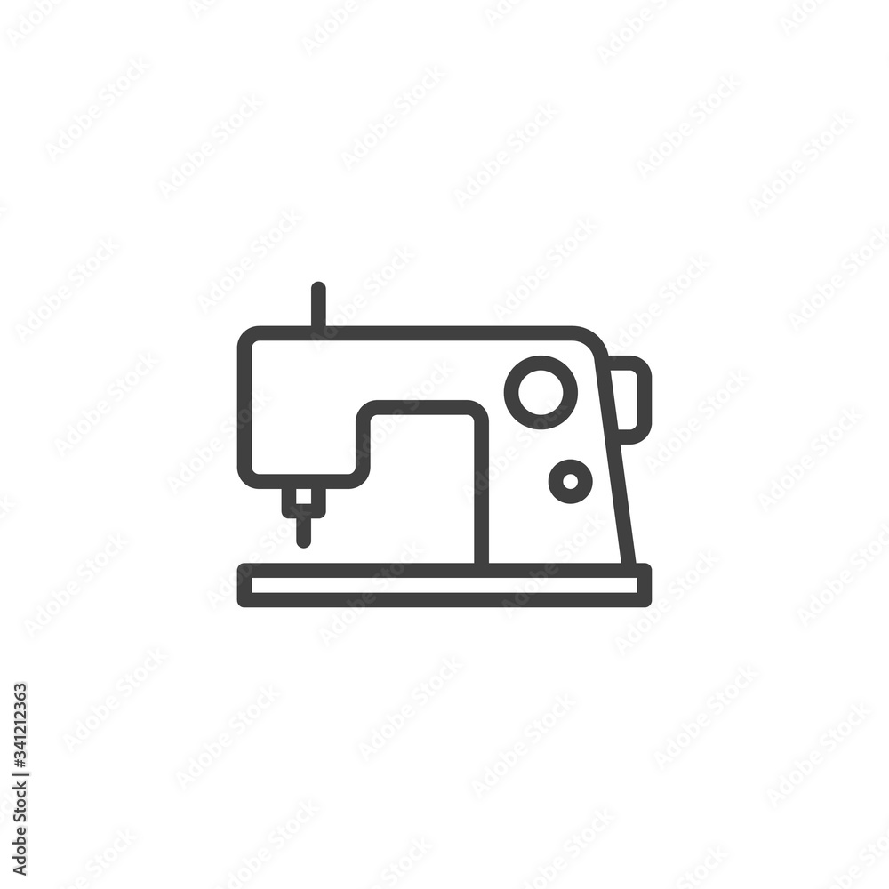 Electric sewing machine line icon. linear style sign for mobile concept and web design. Sewing machine outline vector icon. Symbol, logo illustration. Vector graphics