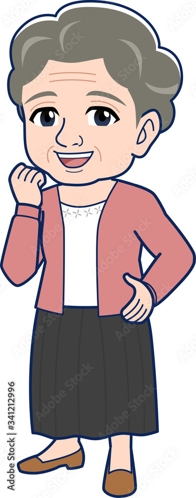 白髪のおばあさん立ち姿 白髪のおばあさん立ち姿
