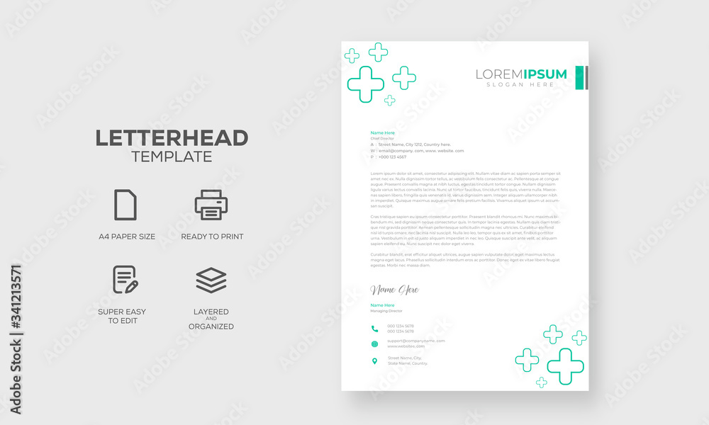 Medical Modern Business letter head templates for your project, Vector
