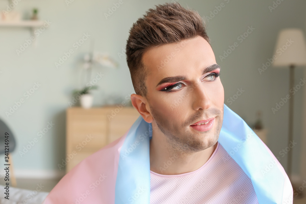 Portrait of young transgender woman at home Portrait of young transgender woman at home