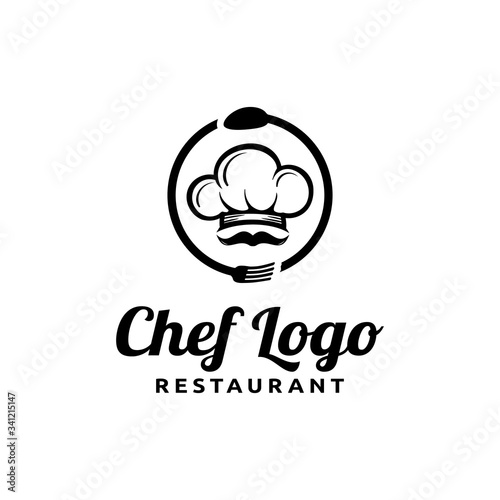 Chef and restaurant simple logo design with a cap / chef hat