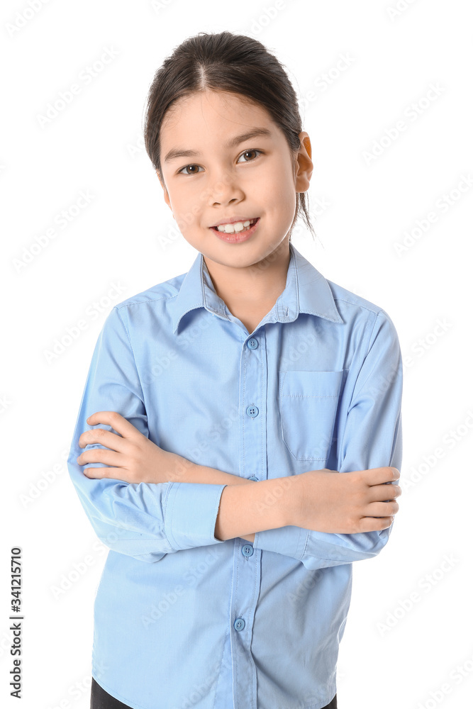 Cute little businesswoman on white background Cute little businesswoman on white background