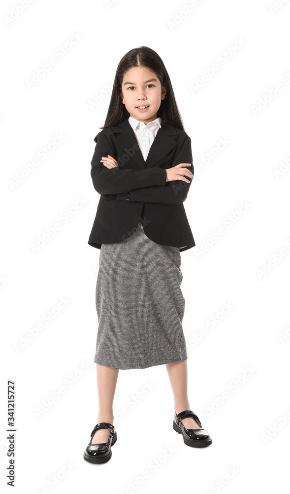 Cute little businesswoman on white background Cute little businesswoman on white background