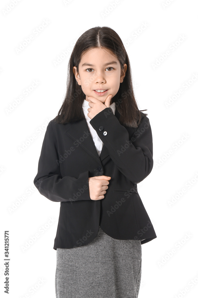 Cute little businesswoman on white background Cute little businesswoman on white background