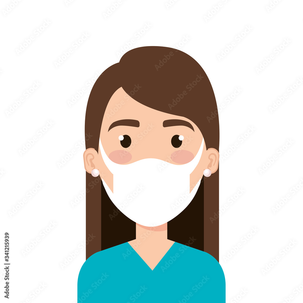 face of young woman using face mask vector illustration design