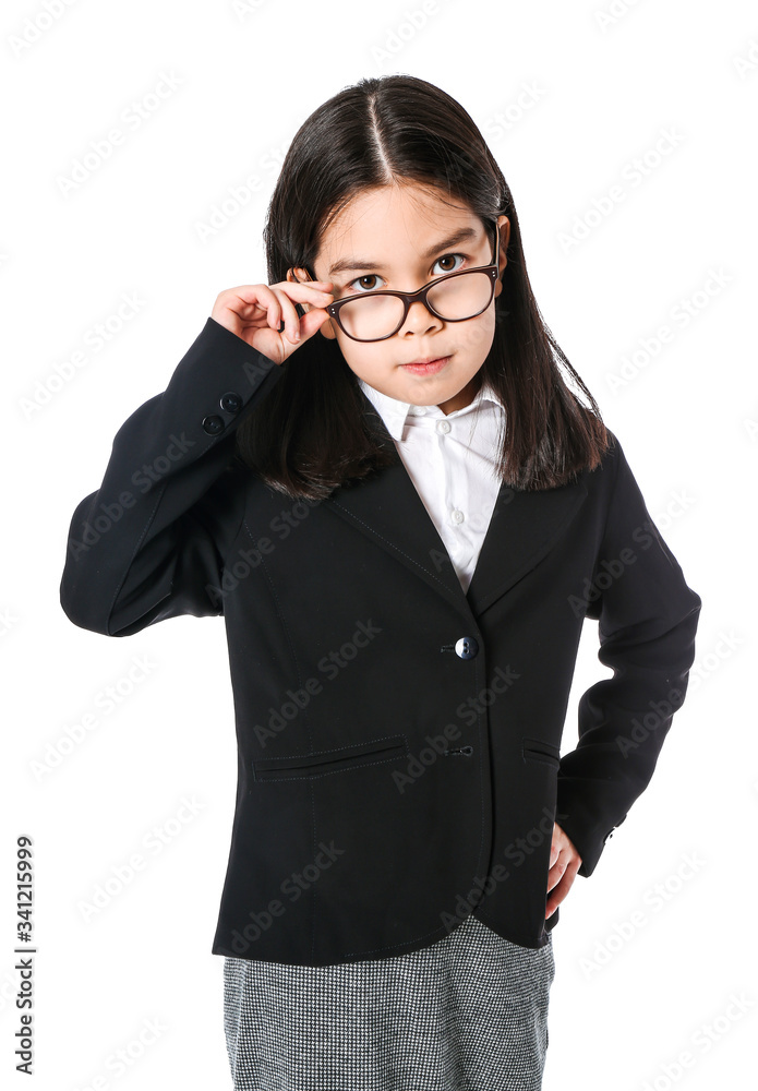 Cute little businesswoman on white background Cute little businesswoman on white background