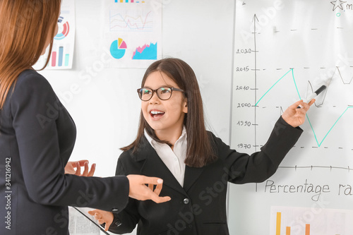 Cute little businesswoman w...