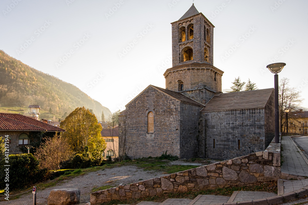 Ancient Romanesque monastery of Saint Peter of the town of Camprodon in Gerona, Spain.