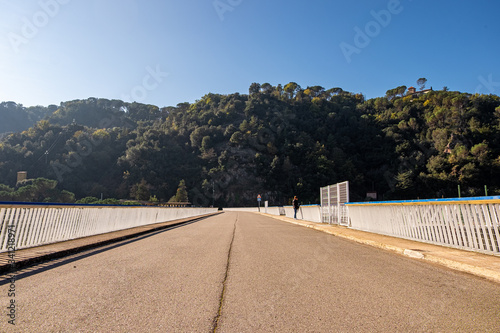 Dam at swamp Ter river in Sau reservoir, Catalonia, Spain.