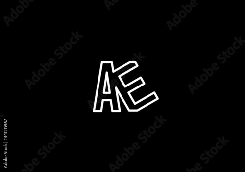 A  E  Logo. Letter Design Vector with white color and Black background
